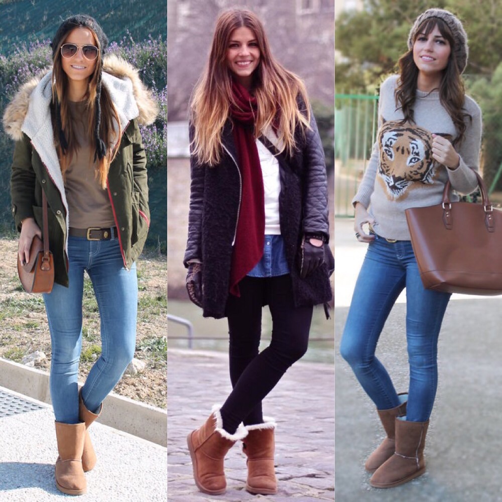 outfit botas ugg beige