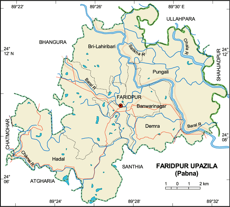 Faridpur Upazila Map Pabna District Bangladesh