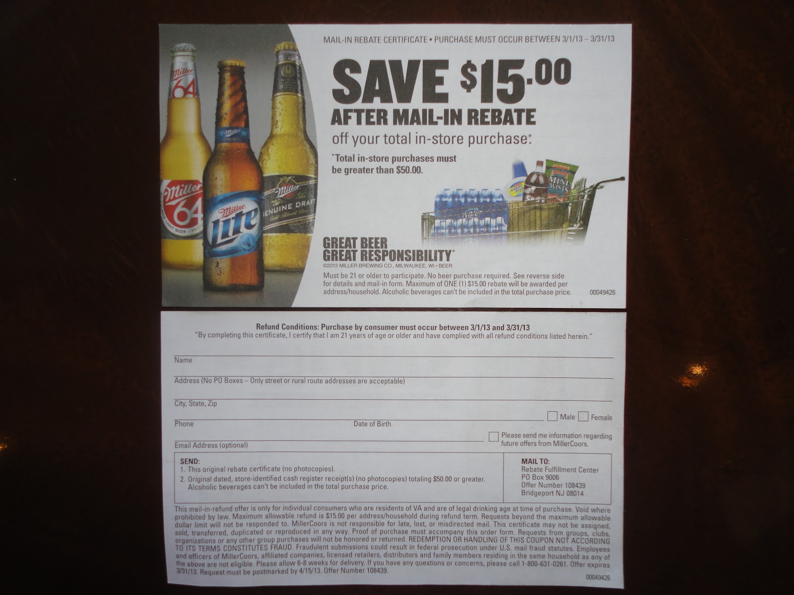 Miller Beer Mail In Rebate