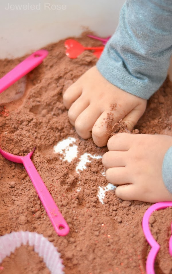 Chocolate scented cloud dough perfect for Valentine's Day