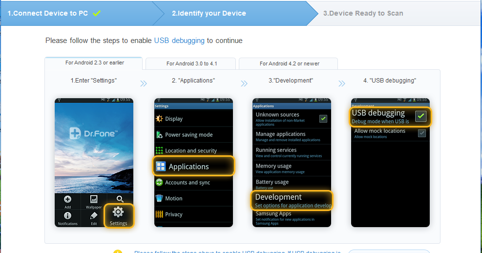 Device debugging. Device debugging