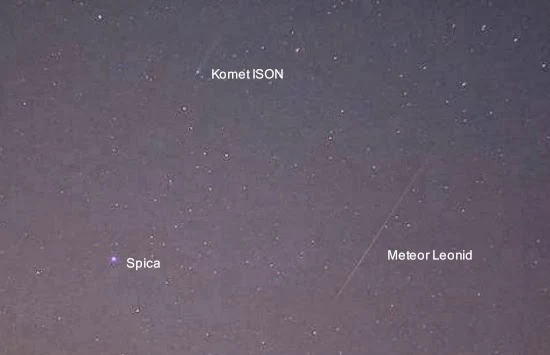 Komet ISON dan Hujan Meteor Leonid dalam Satu Foto
