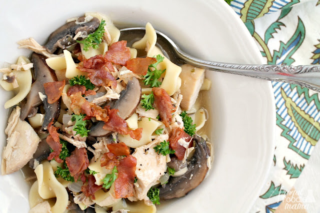 This Chicken Marsala Noodle Soup incorporates all the flavors of the classic chicken dish- sauteed mushrooms, crispy prosciutto, & rich Marsala wine- into a comforting, cozy soup your entire family will love.