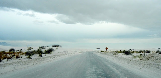 Driving into the White Sands National Monument