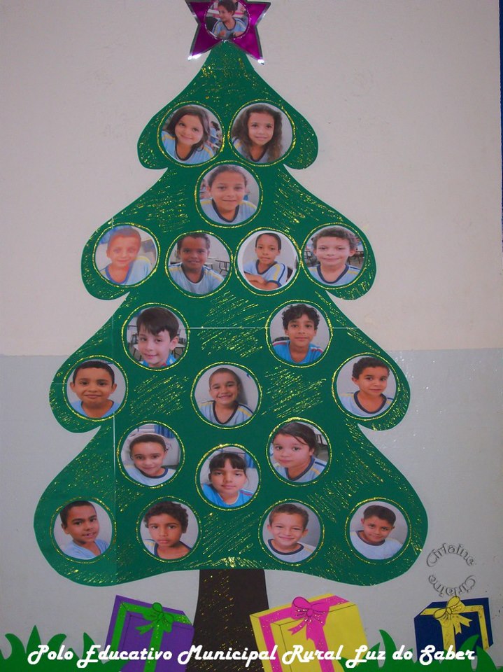 Muitas sugestões de enfeites de Natal, guirlandas, árvore de Natal com  fotos dos pequenos no Polo Municipal Luz do Saber!-ESPAÇO EDUCAR