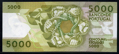Portugal bank notes 5000 Escudos Banco de Portugal