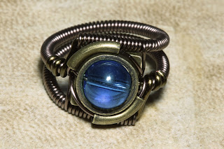  Steampunk Jewelry - Ring - Light Sapphire Blue