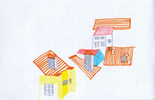 illustrations au feutre maisons