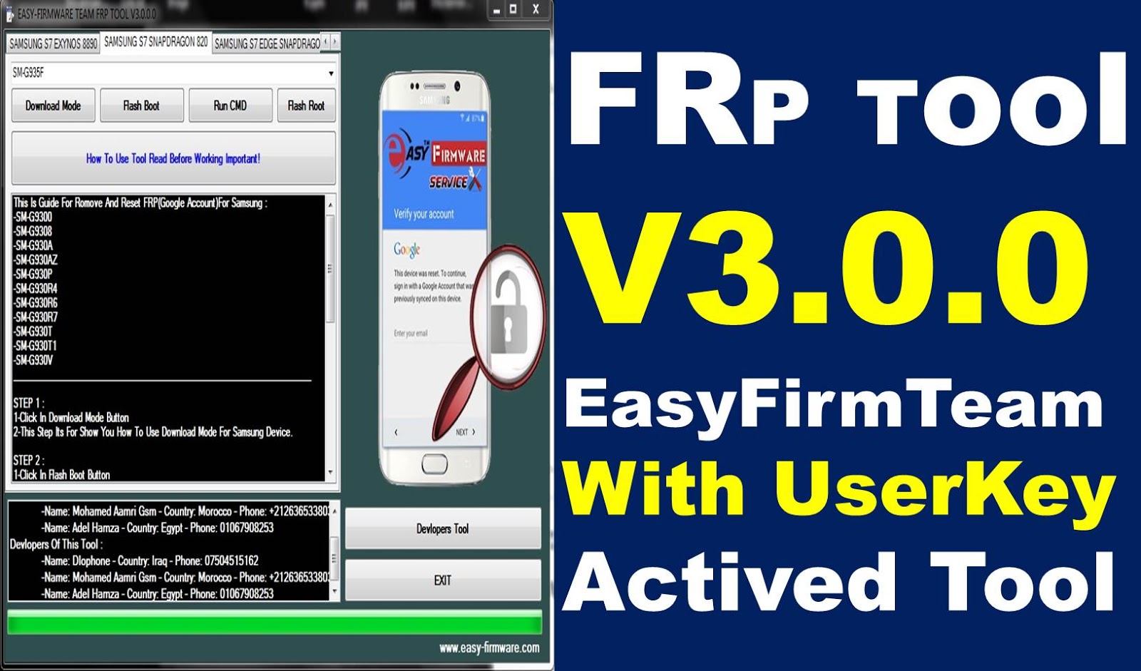 FRP TOOL V3.0.0.0 EASYFIRMWARE TEAM FOR SAMSUNG WITH USERKEY ACTIVE By Jonaki FFT