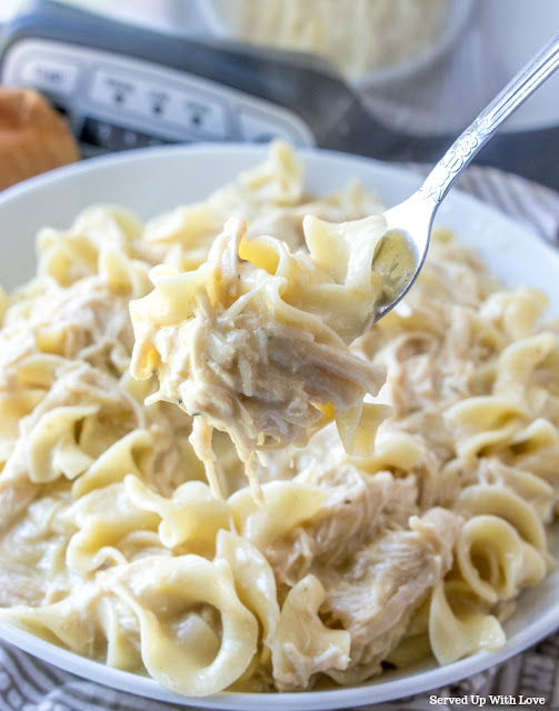 Crock Pot Chicken and Noodles recipe from Served Up With Love