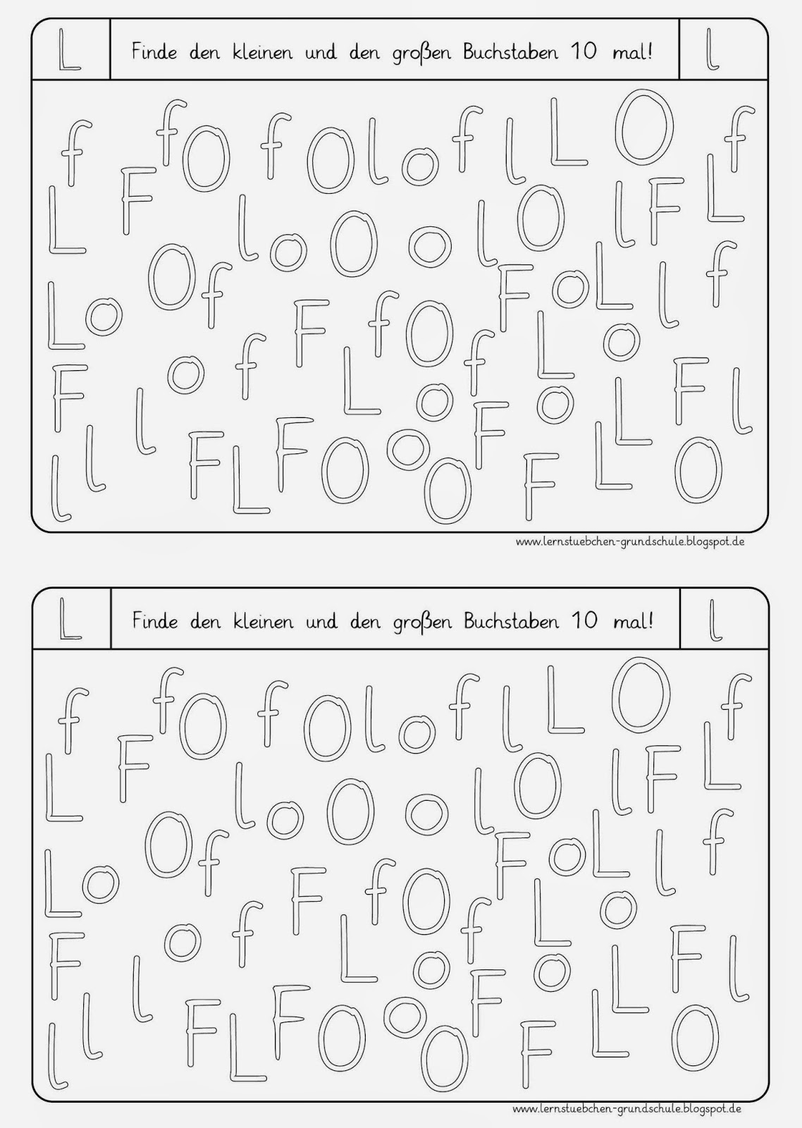 Groß Und Kleinschreibung übungen Mit Lösungen Lernstübchen: Buchstaben erkennen nochmal A E L M O F
