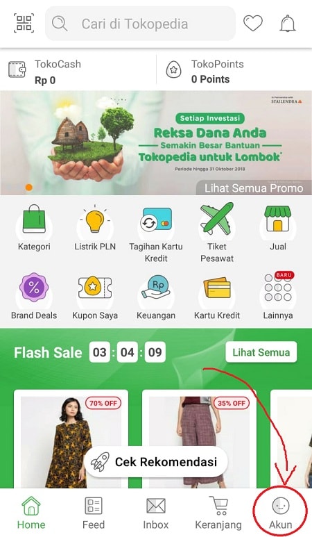 Klik Menu Saya di Tokopedia Klik Menu Saya di Tokopedia