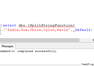 SQL Function for Spliting a string by Using Comma.
