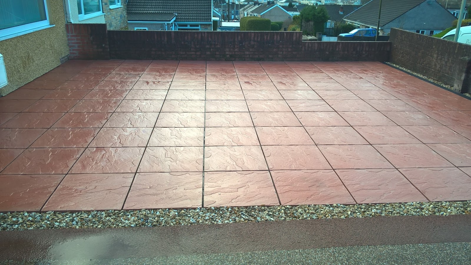 CWM LLYNFI BRICKLAYING : Red concrete paving slabs 600mm x 600mm with ...