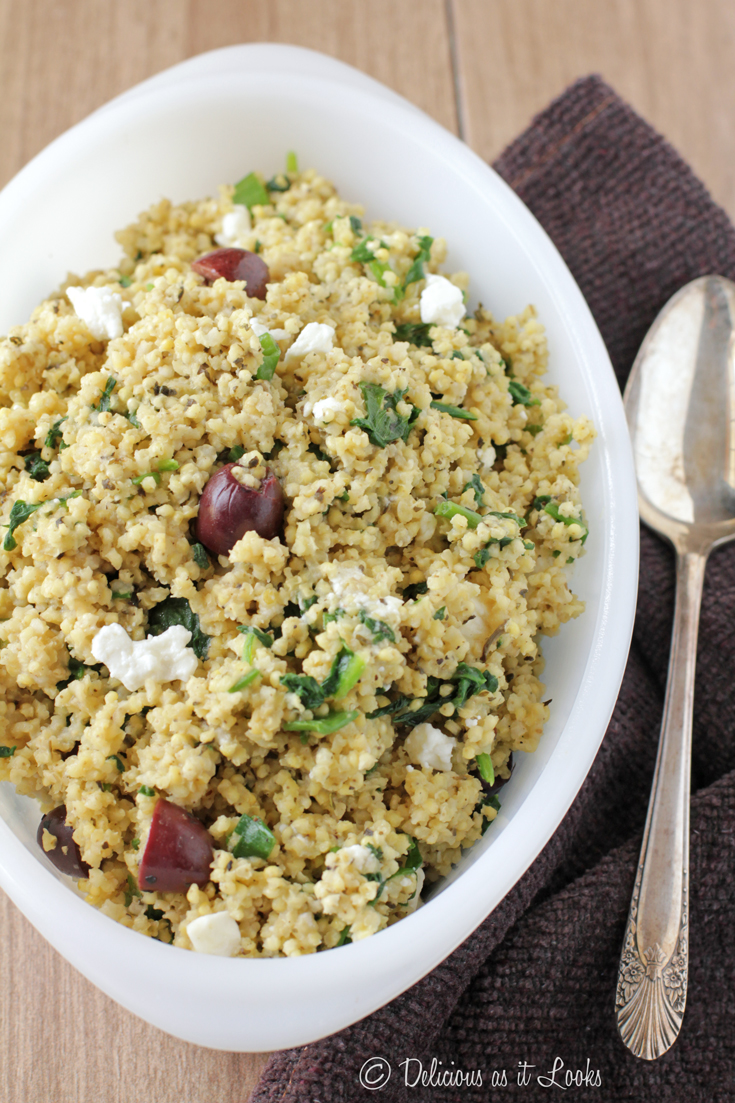 Delicious as it Looks: Low-FODMAP Spinach-Feta Millet Pilaf