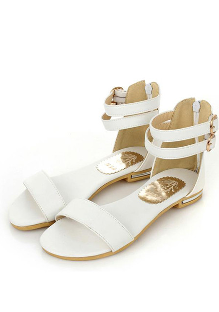 Madame Pixie: Madison Double Strap Sandals (White)