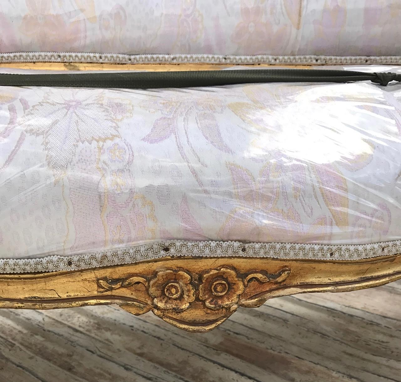 A pretty little diamond in the rough- vintage French settee BEFORE ...