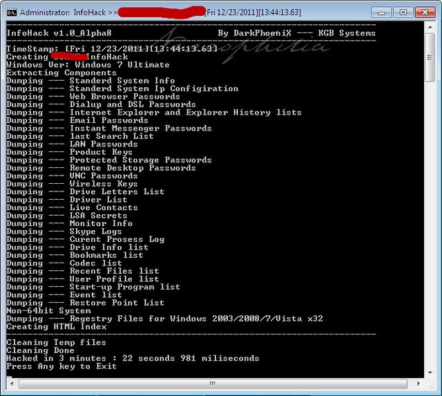 Password dump. Password dump