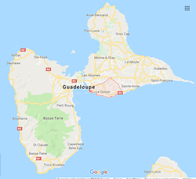 Carte de la Guadeloupe délimant la ville du Gosier
