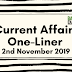 Current Affairs One-Liner: 2nd November 2019