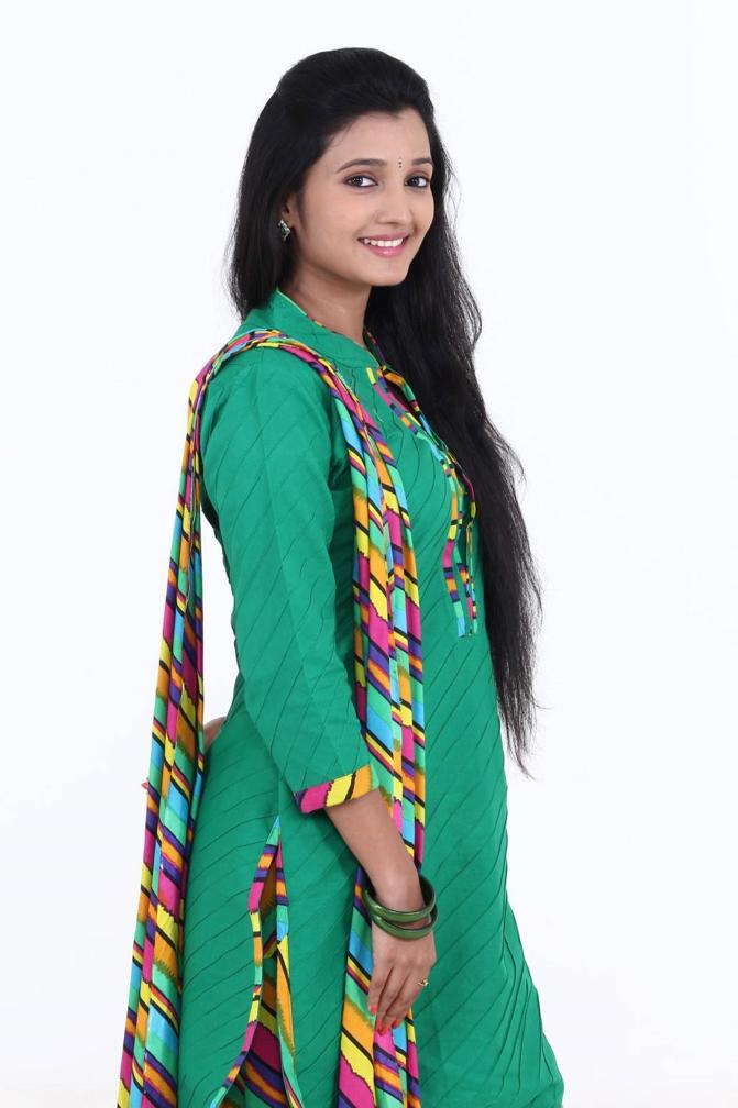 Tamil Actress Long Hair Stills In Green Dress Deepthi Shetty