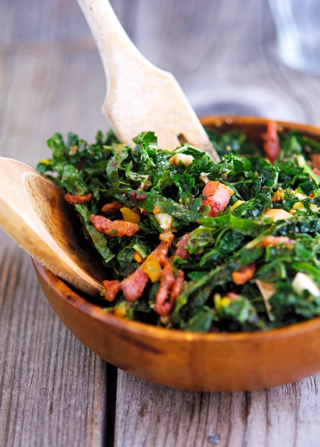 Shredded Kale Salad with Pancetta and Hard-Boiled Egg