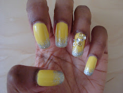 rhinestones yellow glitter fade nail clear silver finger ring heart