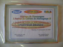Diploma de Homenagem do 1 Festival da Cultura de Maranguape II em 2005 Oásis do Nordeste