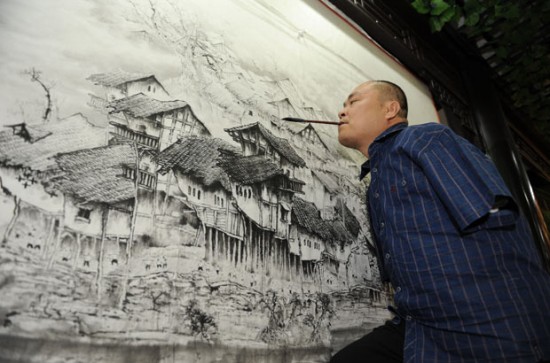 Chinese Artist Huang Guofu Paints With Mouth And Feet