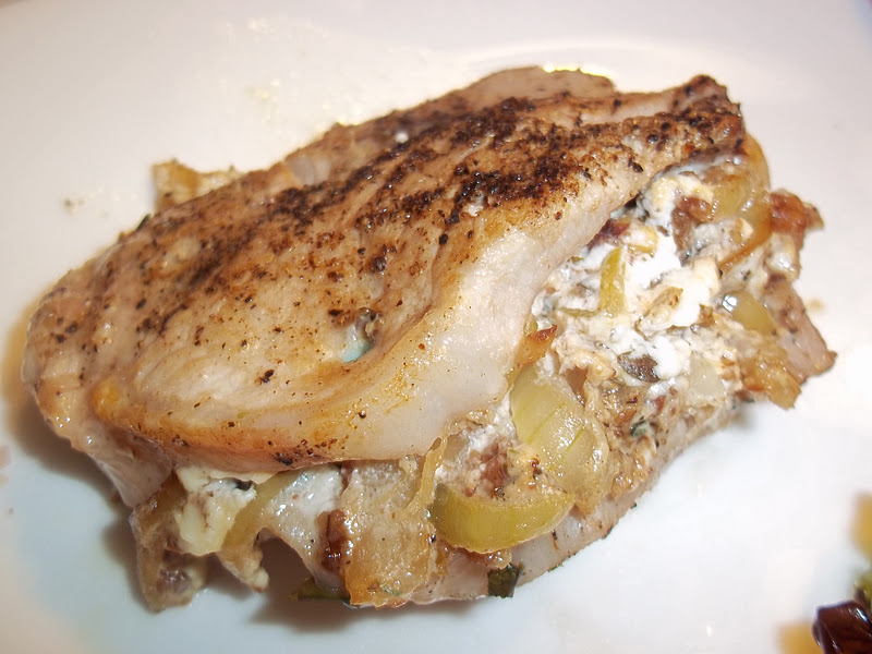 Everyday Cooking Pork Chop Stuffed with Goat Cheese, Pecans