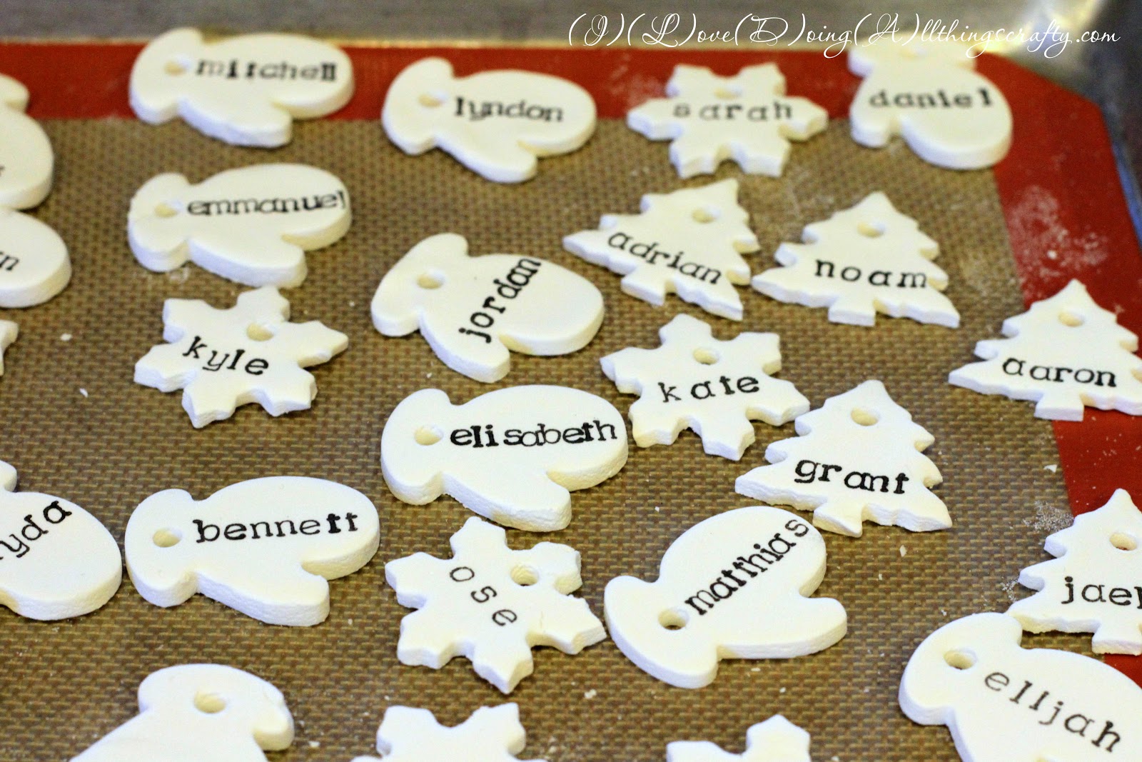 I Love Doing All Things Crafty Homemade Personalized Clay Ornaments using Stamps Christmas Craft