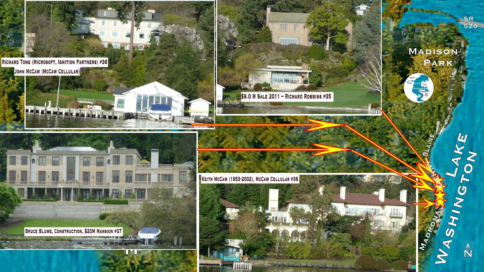 Lake Washington Cruising South DennyBlaine Waterfront Mansions