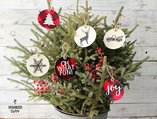 DIY Fabric Ornaments With Stencils From Joann Fabrics #rusticChristmas #stencil #ornaments #sprucetops
