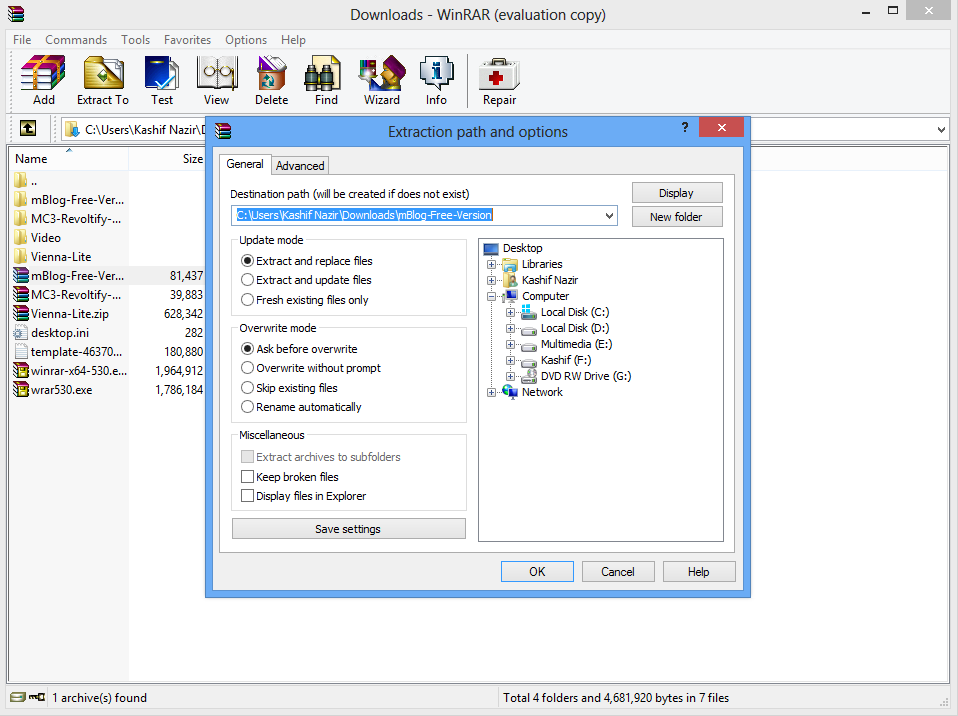 download extract files winrar