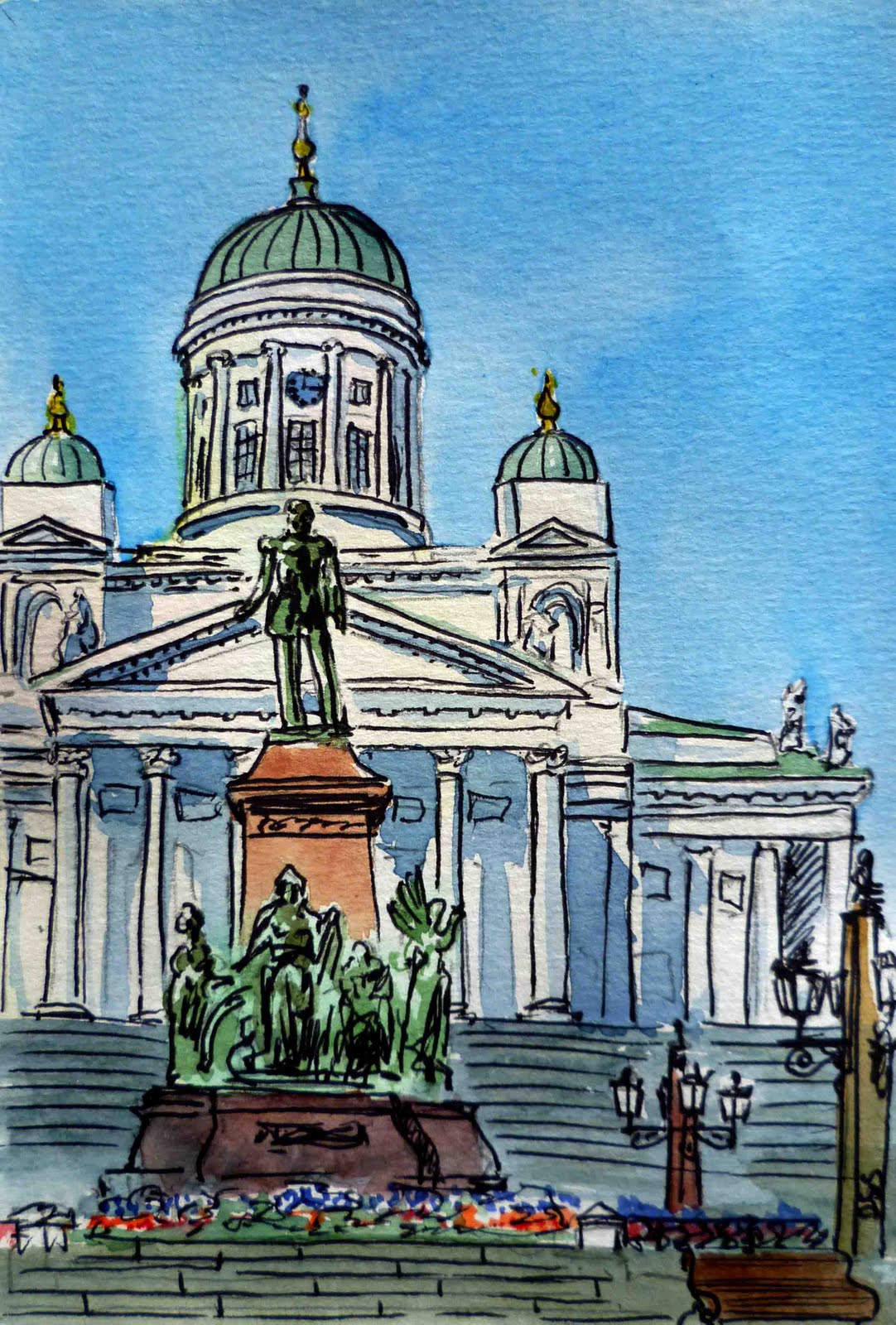 Helsinki Finland Watercolor Painting Travel Sketchbook
