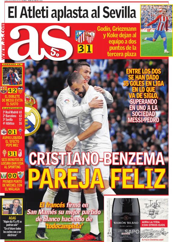 Real Madrid, AS: "Cristiano-Benzema, pareja feliz"