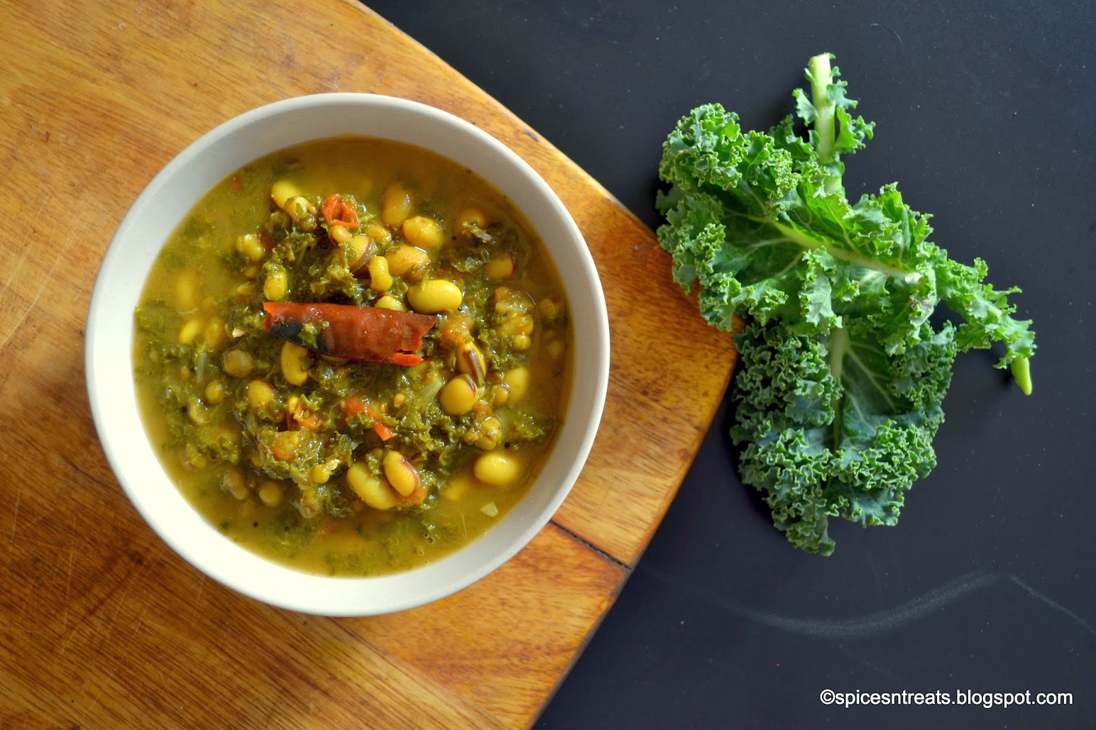 Spices and Treats Kale with Hyacinth bean Kale with Val beanskale