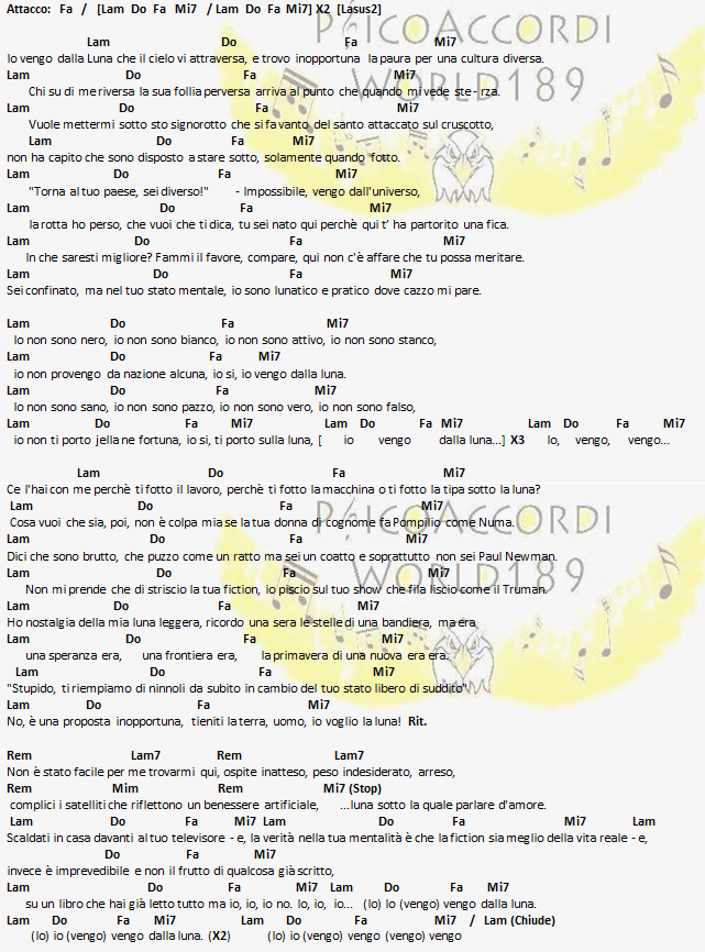 PsicoAccordiWorld189 Caparezza Vengo dalla Luna [Accordi]