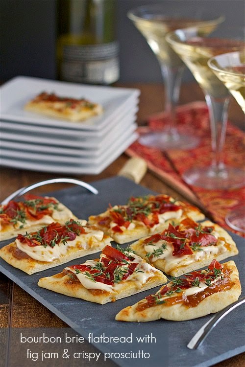 Bourbon brie flatbread with fig jam and prosciutto Yankee Kitchen Ninja