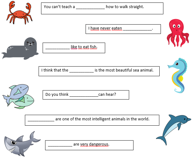 Practising English Sea animals test