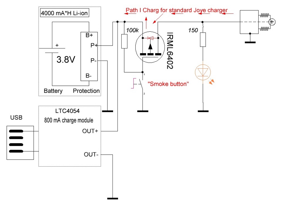 Схема подключения датчика затяжки электронной сигареты