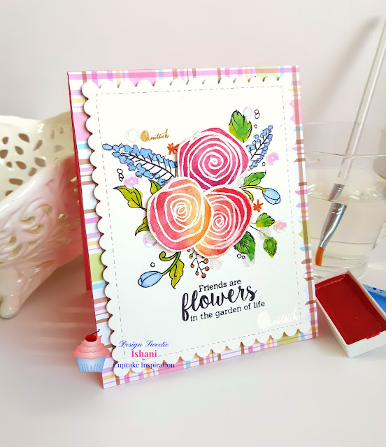 CIC, hand drawn card, embossresist, gansai tambi watercolours, Uniko Ltd, water colouring, floral card, friendship,  cards by ishani, quillish , card for best friend