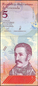 Venezuela Currency 5 Bolivares Soberanos banknote 2018 Jose Felix Ribas