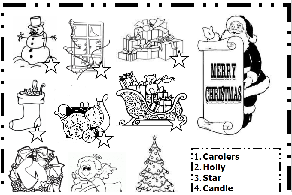 Christmas - Atividade sobre os símbolos do natal - Hora de Colorir -  Atividades escolares
