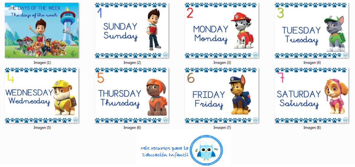 Tarjetas Con Los Dias De La Semana En Ingles Tarjetas Relacionadas
