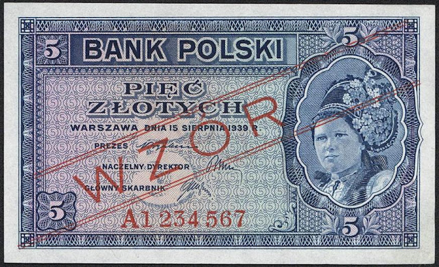 World paper money Poland 5 old Polish złoty currency banknotes images