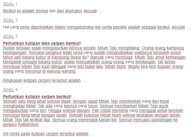 Contoh Soal Langkah Langkah Membuat Abstraksi Teks Cerita Pendek