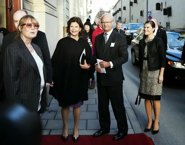King Carl Gustaf, Queen Silvia and Crown Princess Victoria attended an environmental seminar, Princess Victoria wore Prada dress