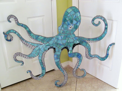 large blue green mosaic octopus