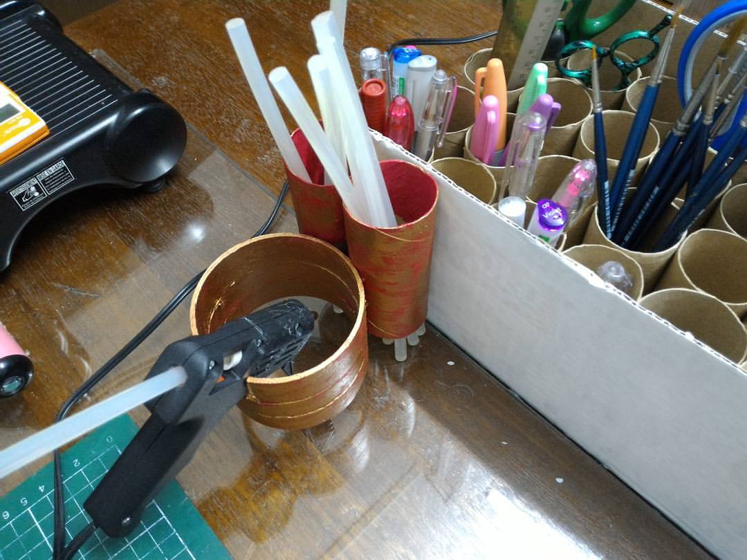 Handmade hot glue gun holder